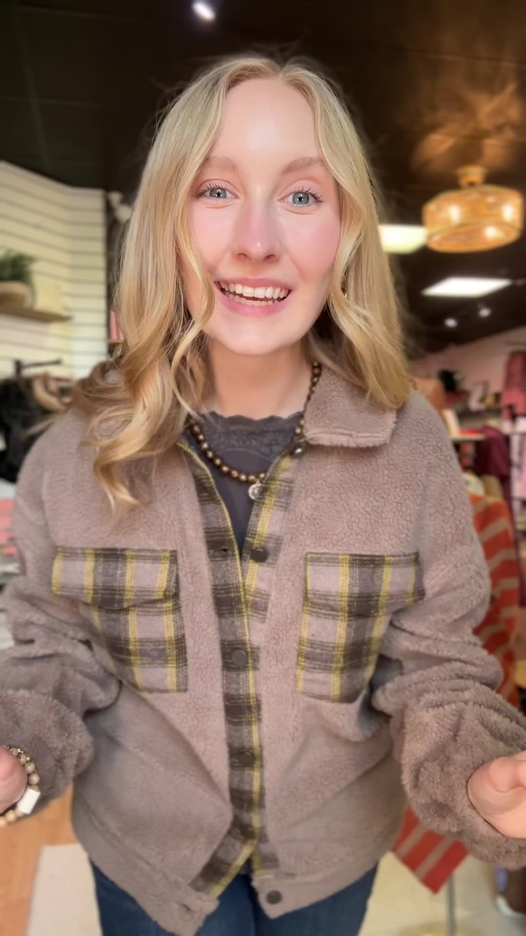 Dora Plaid Accent Shacket – video