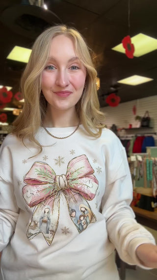 Christmas Bow Nativity Sweatshirt – video