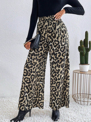 Printed Elastic Waist Wide Leg Pants - Just Believe Boutique