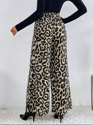 Printed Elastic Waist Wide Leg Pants - Just Believe Boutique