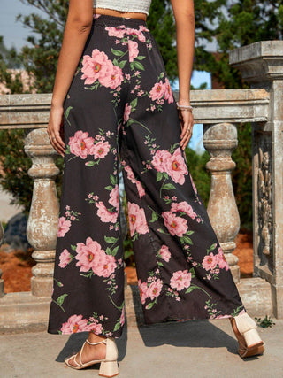 Printed Elastic Waist Wide Leg Pants - Just Believe Boutique