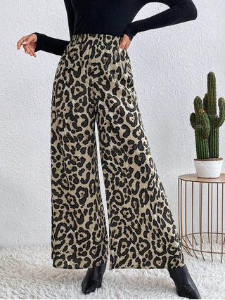 Printed Elastic Waist Wide Leg Pants - Just Believe Boutique
