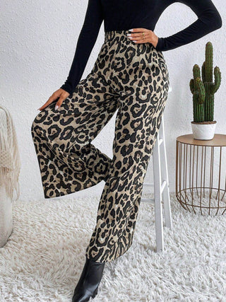 Printed Elastic Waist Wide Leg Pants - Just Believe Boutique
