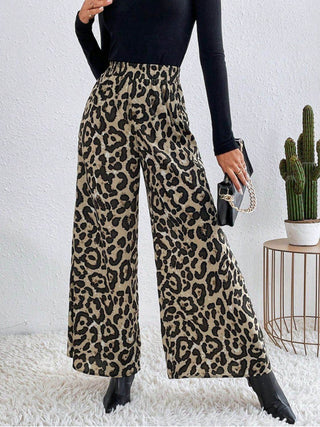 Printed Elastic Waist Wide Leg Pants - Just Believe Boutique