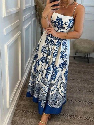 Printed Spaghetti Strap Maxi Dress - Just Believe Boutique