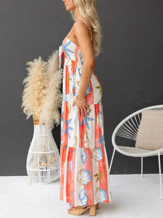 Printed Spaghetti Strap Maxi Dress with Pockets - Just Believe Boutique