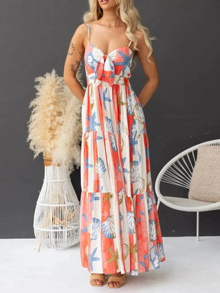 Printed Spaghetti Strap Maxi Dress with Pockets - Just Believe Boutique