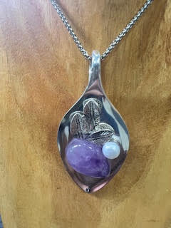 Spoon Pendant - Purple Stone