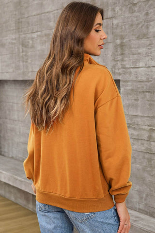 Quarter Zip Dropped Shoulder Sweatshirt - Just Believe Boutique