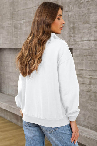 Quarter Zip Dropped Shoulder Sweatshirt - Just Believe Boutique