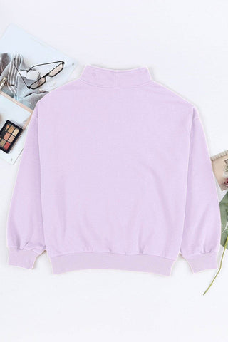 Quarter Zip Dropped Shoulder Sweatshirt - Just Believe Boutique