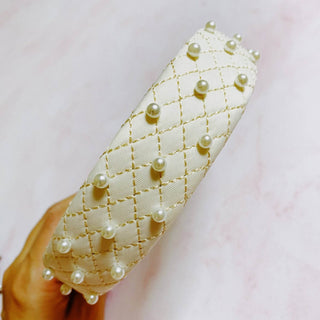 Quilted Elegance Pearl Headband: Noble Black - Just Believe Boutique