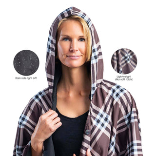 RainCaper - Black and Coco Plaid Rain & Travel Cape - Just Believe Boutique