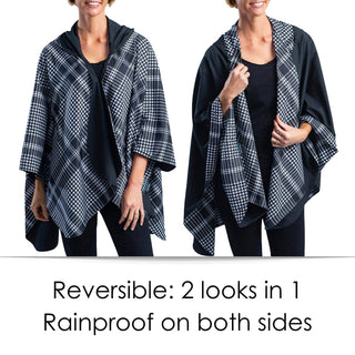 RainCaper - Black and White Houndstooth Rain Travel Cape - Just Believe Boutique
