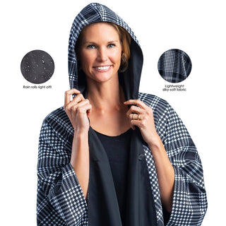 RainCaper - Black and White Houndstooth Rain Travel Cape - Just Believe Boutique