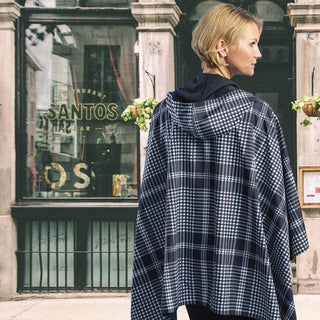 RainCaper - Black and White Houndstooth Rain Travel Cape - Just Believe Boutique