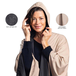 RainCaper - Black & Camel Rain & Travel Cape - Just Believe Boutique
