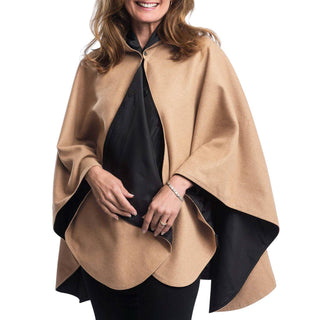 RainCaper - WarmCaper - Warm Camel & Black Reversible Rain Cape - Just Believe Boutique
