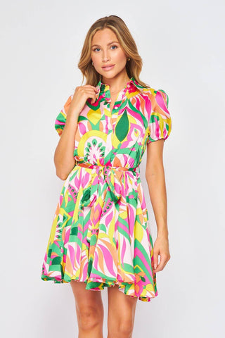 Retro Print Midi Dress - Just Believe Boutique