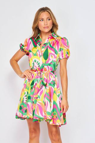 Retro Print Midi Dress - Just Believe Boutique