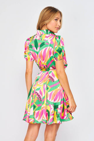 Retro Print Midi Dress - Just Believe Boutique