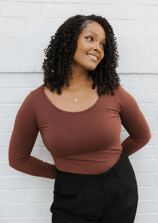Reversible Long Sleeve - Curvy Fit: Cherry Cola - Just Believe Boutique