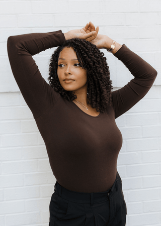 Reversible Long Sleeve - Curvy Fit: Chocolate - Just Believe Boutique