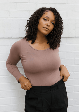 Reversible Long Sleeve - Curvy Fit: Chocolate - Just Believe Boutique