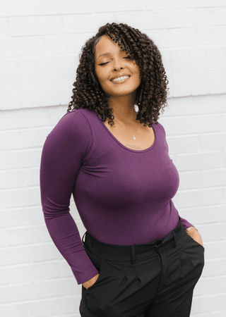 Reversible Long Sleeve - Curvy Fit: Eggplant - Just Believe Boutique