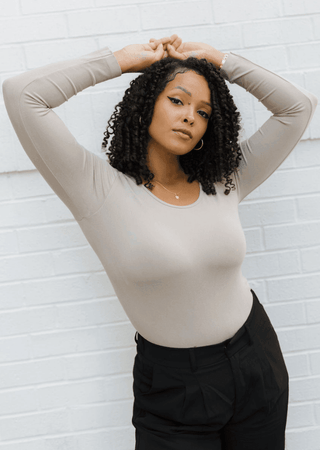 Reversible Long Sleeve - Curvy Fit: Sand - Just Believe Boutique