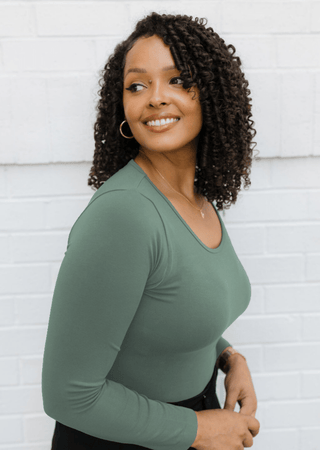 Reversible Long Sleeve - Curvy Fit: Smoke Green - Just Believe Boutique