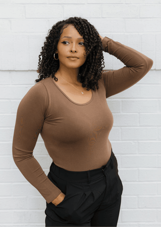 Reversible Long Sleeve - Curvy Fit: Toffee - Just Believe Boutique