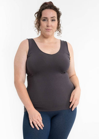 Reversible Tank - Curvy Fit: Charcoal - Just Believe Boutique