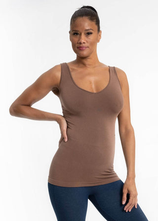 Reversible sleeveless tank in taupe