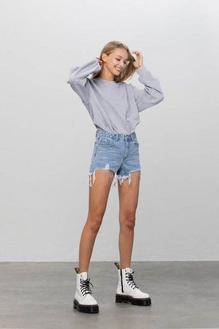 RHINESTONE DENIM SHORTS - Just Believe Boutique