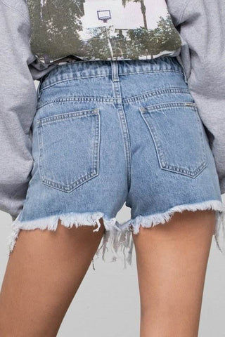 RHINESTONE PREMIUM DENIM SHORTS - Just Believe Boutique