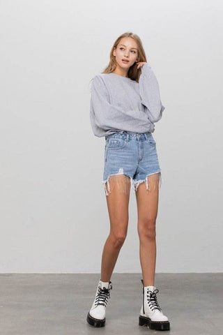 RHINESTONE PREMIUM DENIM SHORTS - Just Believe Boutique
