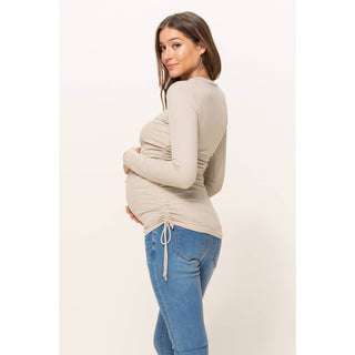 Ribbed Cinched Long Sleeve Knit Top - Just Believe Boutique