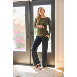 Ribbed Cinched Long Sleeve Knit Top - Just Believe Boutique