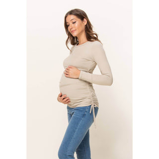 Ribbed Cinched Long Sleeve Knit Top - Just Believe Boutique