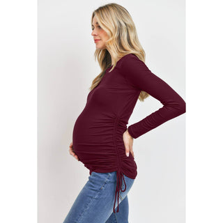 Ribbed Cinched Long Sleeve Knit Top - Just Believe Boutique