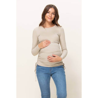 Ribbed Cinched Long Sleeve Knit Top - Just Believe Boutique