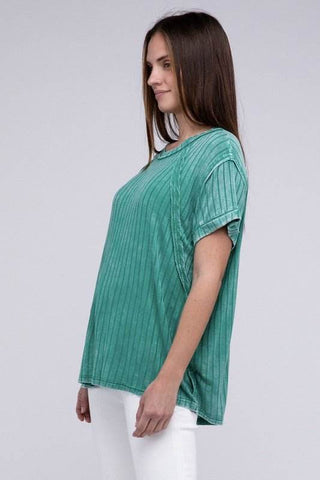 Ribbed Raglan Dolman Sleeve Boat - Neck Top - Just Believe Boutique