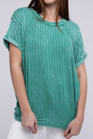 Ribbed Raglan Dolman Sleeve Boat - Neck Top - Just Believe Boutique