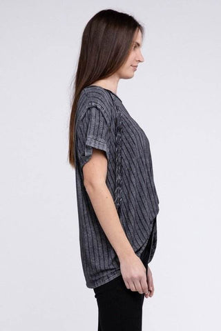 Ribbed Raglan Dolman Sleeve Boat - Neck Top - Just Believe Boutique
