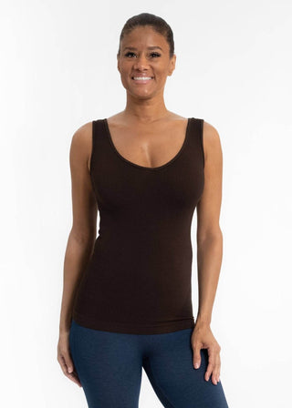 Ribbed Reversible Tank: Chocolate - Just Believe Boutique