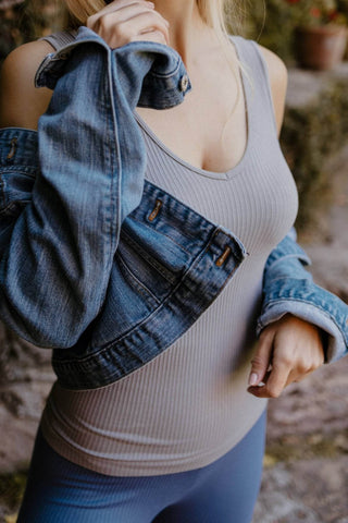 Ribbed reversible tank, light ribbed fabric, scoop neck, sleeveless