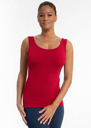 Ribbed Reversible Tank: Red - Just Believe Boutique