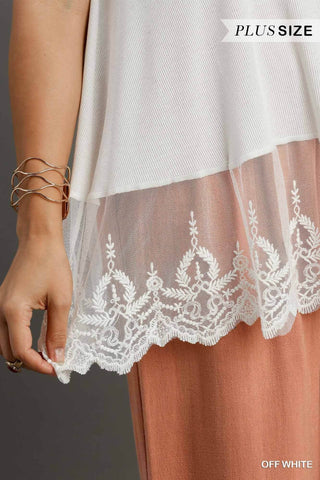 Ribbed Tank With Lace Trim - Just Believe Boutique