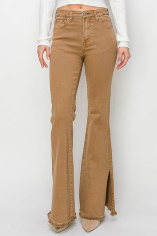 RISEN Bailey Full Size High Waist Side Slit Flare Jeans - Just Believe Boutique